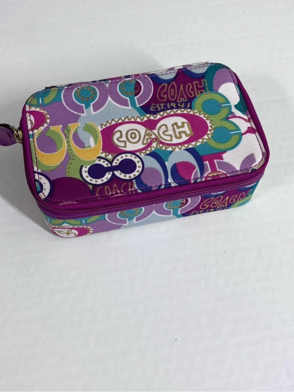 Vintage Coach Y2K Poppy Canvas Jewelry Case  Purple